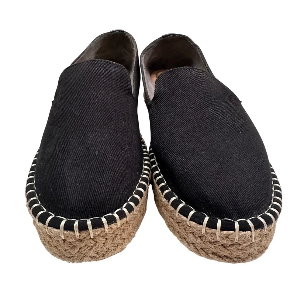 Joie Cara Platform Espadrille Black Canvas Slip On Comfort Shoe Women's‎ Sz 10M